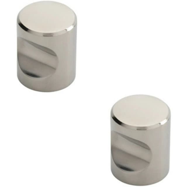 Loops 2x Cylindrical Cupboard Door Knob 25mm Diameter Polished Stainless Steel Handle Metallics unisex