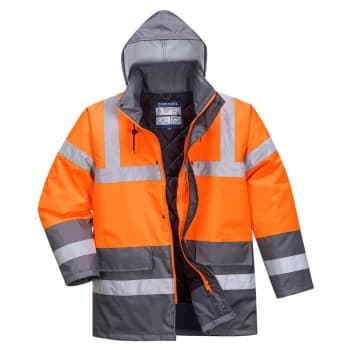 Oxford Weave 300D Class 3 Hi Vis Two Tone Traffic Jacket Orange / Grey 2XL