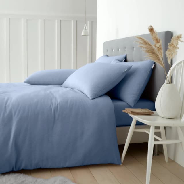 Catherine Lansfield Catherine Lansfield 'Brushed Cotton' Duvet Cover Set in Light Blue Size: Double Light Blue Double Unisex 5057681930336