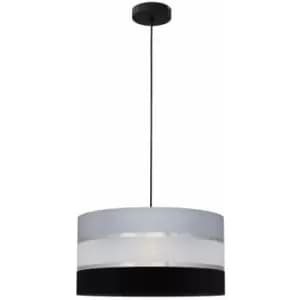Helam Helen Cylindrical Pendant Ceiling Light Grey, Silver, Black 40cm