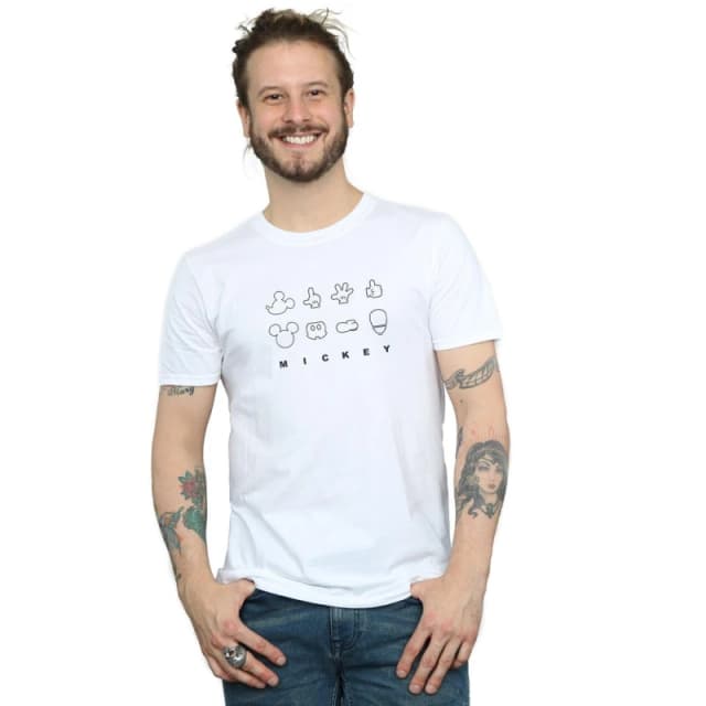 Disney Men Mickey Mouse Dnstructed T-Shirt in White Size: Small White S Male 5059114732647