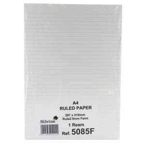 Silvine Feint Ruled Unpunched Fly Paper A4 Pack of 500 5085FEINT