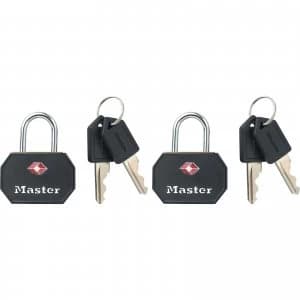 Masterlock TSA Aluminium ABS Cover Padlock Pack of 2 Keyed Alike 30mm Standard
