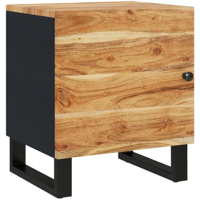 vidaXL Bedside Cabinet 40x33x46cm Solid Wood Acacia, Black 345210