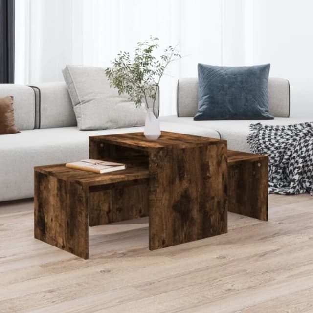 Vidaxl Coffee Table Set Smoked Oak 100X48X40 Cm Engineered Wood, Brown 815546