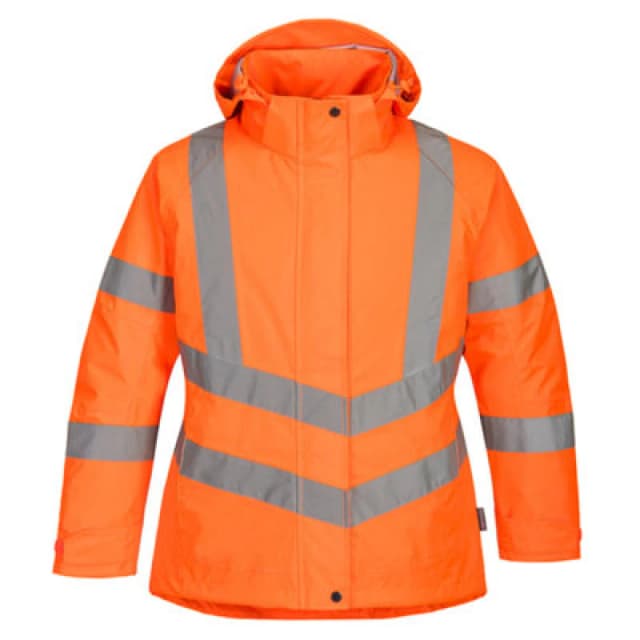 Oxford Weave 300D Class 3 Womens Hi Vis Winter Jacket LW74ORRL Colour: Orange
