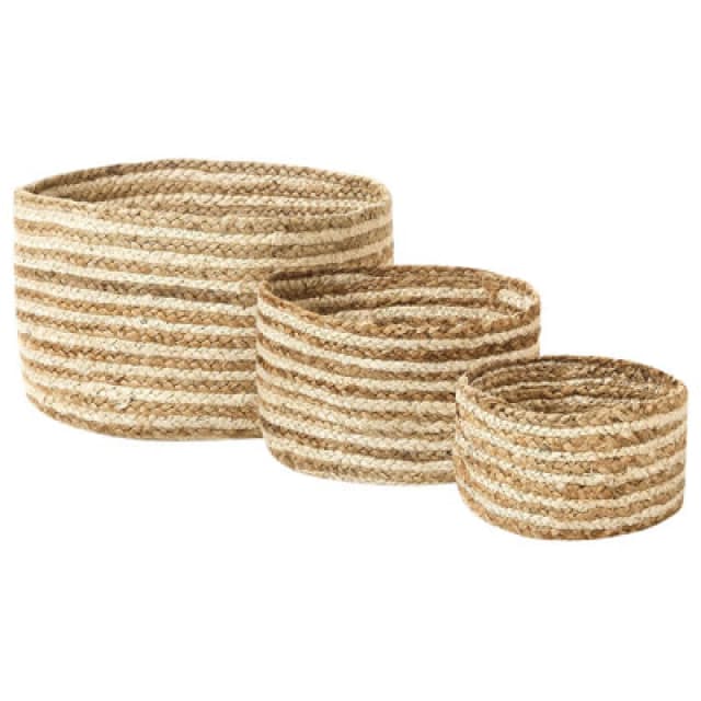 Beliani Set Of 3 Baskets Kahu Jute Natural