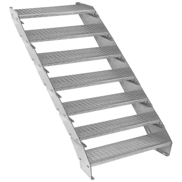 Monstershop Adjustable 7 Section Galvanised Staircase - 900mm Wide Silver
