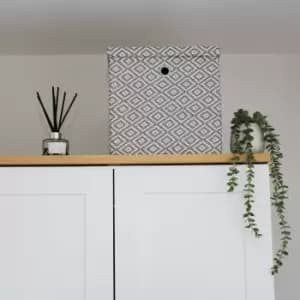 JVL Argyle Foldable Storage Box White and Grey