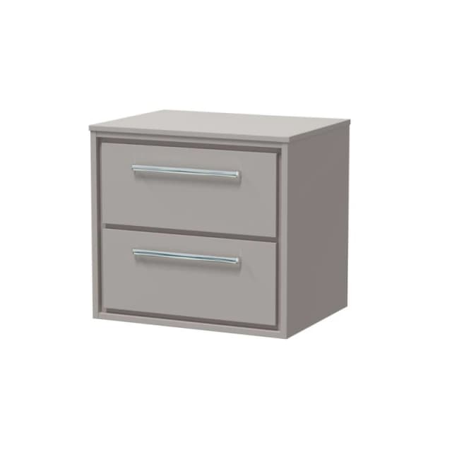 Balterley 600mm Wall Hung 2-Drawer Vanity with Worktop - Pebble Grey Grey Unisex