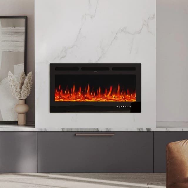 Kabinet UK Electric Fireplace Adjustable Flame with Remote Black unisex One size