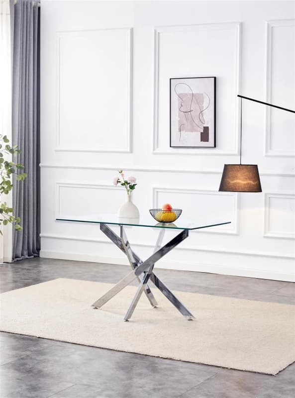 KOSY KOALA KOSY KOALA Glass Dining Table with Chrome legs, Rectangle, Living / Dining Room in Clear Clear One Size Unisex 5061055341529
