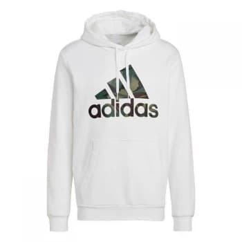 adidas Essentials Fleece Camo-Print Hoodie Mens - White