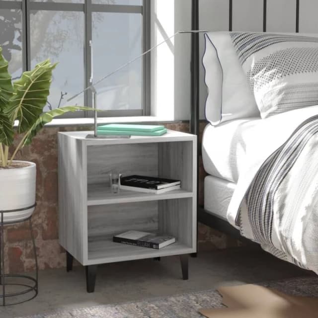 VIDAXL Bed Cabinet with Metal Legs Grey Sonoma 40x30x50cm vidaXL 8720286854556