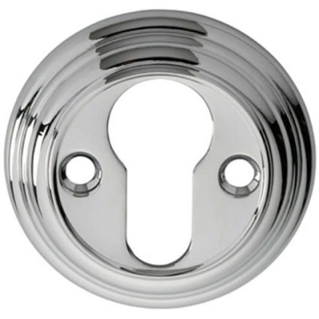 Loops 55mm Euro Profile Round Escutcheon Reeded Design Polished Chrome Keyhole Cover Multi unisex