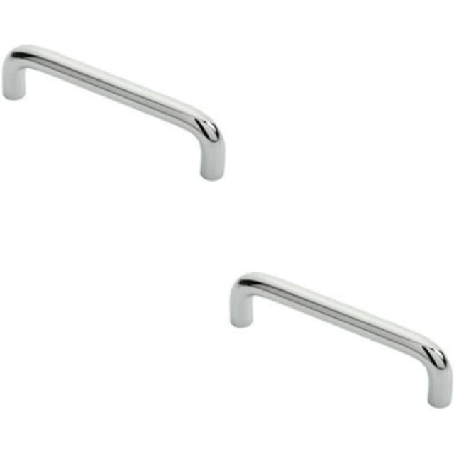 Loops 2x Round D Bar Cabinet Pull Handle 106 x 10mm 96mm Fixing Centres Chrome Multi unisex