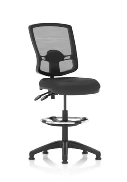 Eclipse Eclipse Plus II Lever Task Operator Chair Deluxe Mesh Back With Black Bonded Leather Seat With High RiseDraughtsman Kit DE02DMVINYLBLKDK
