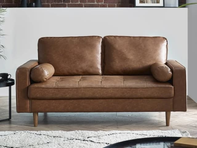 Julian Bowen Henley Brown Faux Leather 3 Seater Sofa
