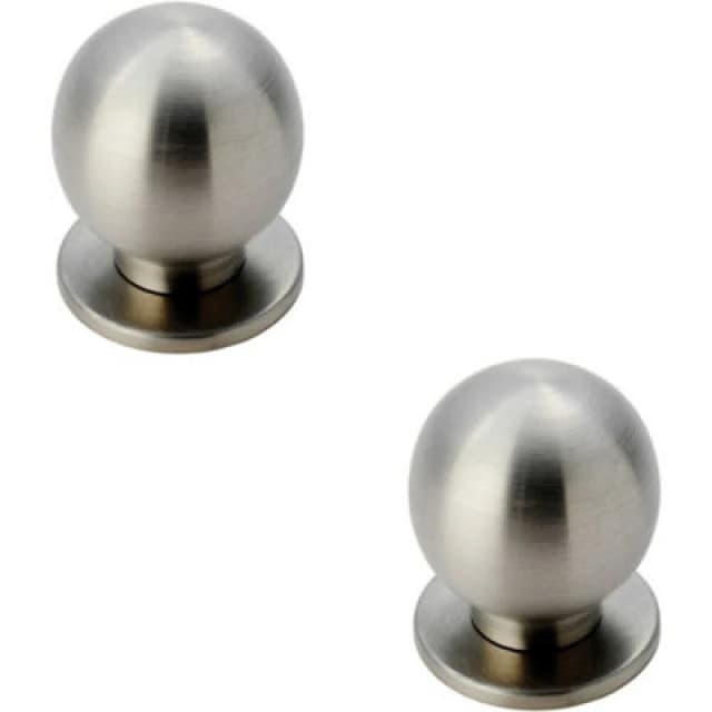 Loops 2x Small Solid Ball Cupboard Door Knob 25mm Dia Stainless Steel Cabinet Handle Metallics unisex