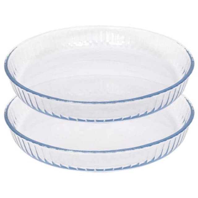 Argon Tableware Optical Round Glass Oven Dishes - 32Cm X 32Cm - Pack Of 2