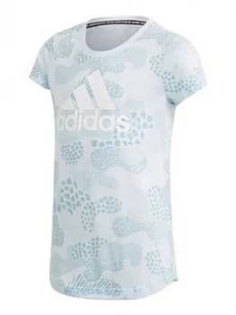 Adidas Junior Girls Must Haves Graphic Tee - Grey Camo