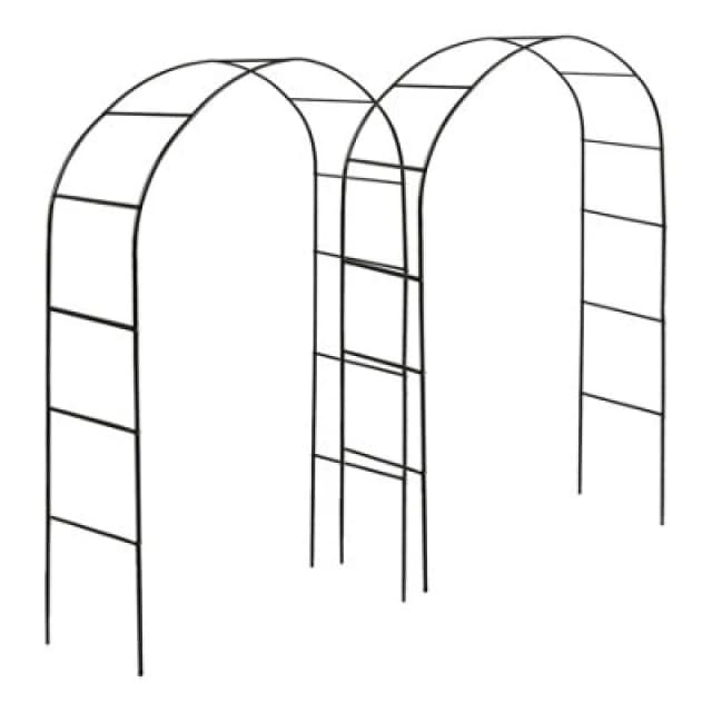 Harbour Housewares 2X Metal Garden Arbour Arches - 2.4M X 1.4M Large Wide Heavy-Duty Outdoor Plants Flower Archway Pergola Trellis