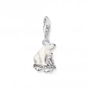 Sterling Silver Enamel Zirconia Ice Bears Charm 1911-691-7