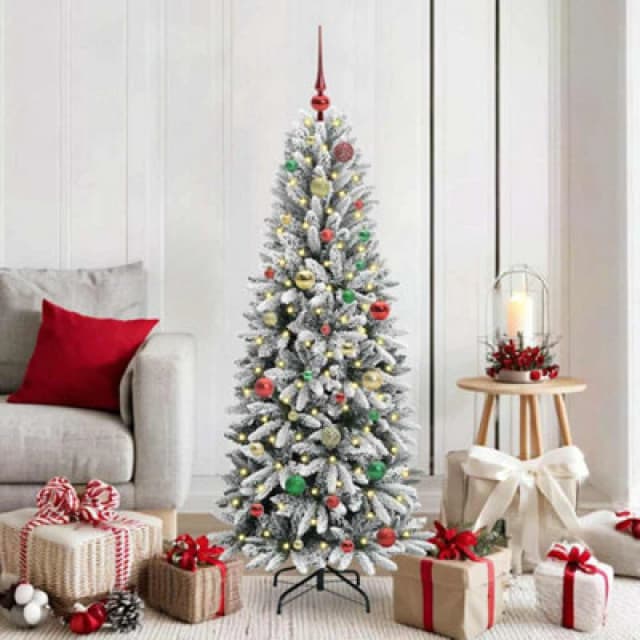 vidaXL Artificial Christmas Tree with 150 LEDs, Multicolour Balls White 63 x 63 x 150 cm, White 3396041
