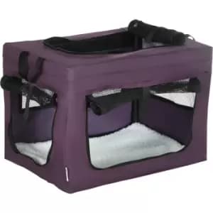 48.5cm Pawhut Foldable Pet Carrier w/ Cushion, for Miniature Dogs - Purple - Purple