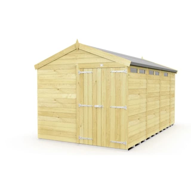 Buttercup Farm 8 x 13 Feet Apex Security Shed - Double Door - L387 x W231 x H217cm in Brown Brown Unisex