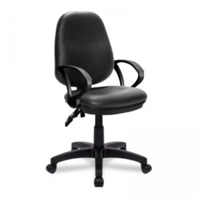 Java 200 Nautilus Designs Java 200 Medium Back Twin Lever Vinyl Operator Office Chair With Fixed Arms Black - BCF/P505/BKV/A BCF/P505/BKV/A