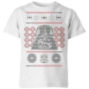Star Wars Darth Vader Face Knit Kids Christmas T-Shirt - White - 11-12 Years
