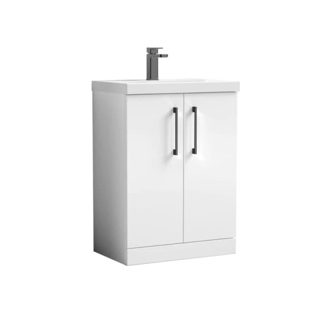 Balterley Bathroom 2 Soft Close Door & Mid-Edge Vanity Unit Basin, White, 600mm in White White Unisex