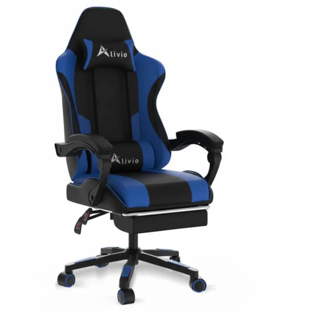 Alivio Ergonomic Gaming Chair with Massage Lumbar Cushion in Blue Blue Unisex