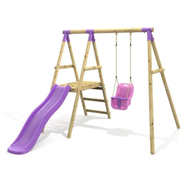 OutdoorToys Rebo Single Garden Swing Set with Slide for Kids - Cassini Purple Purple Unisex