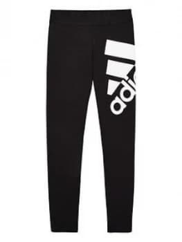 adidas Youth Badge Of Sport Leggings - Black/White, Size 5-6 Years, Women