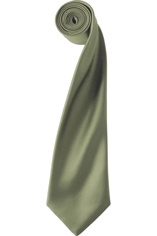 Premier Premier Men Plain Satin Tie (Narrow Blade) in Olive Olive One Size Male 5055805451958