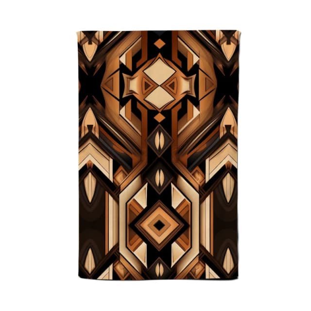 Warren Reed - Designer Black & Brown Intricate Pattern Tea Towel Brown Unisex