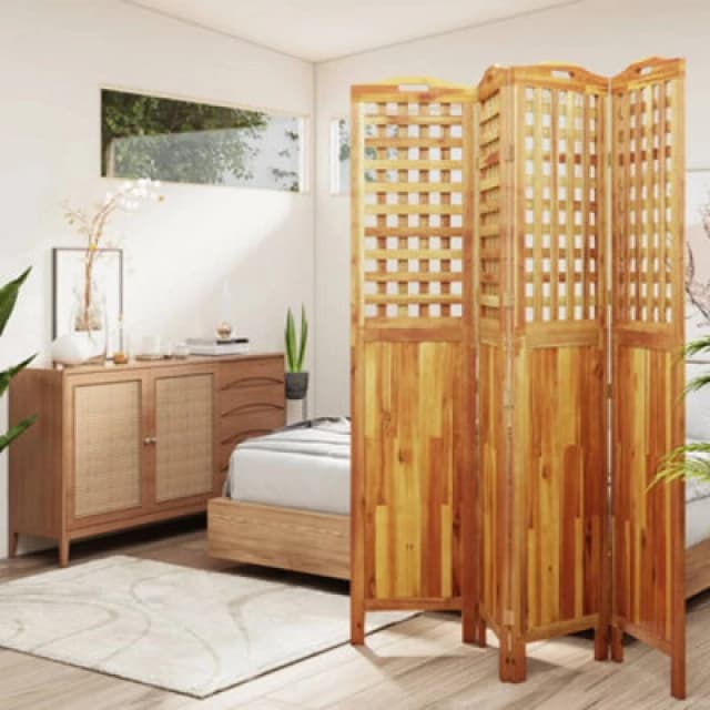 Vidaxl 4-panel Room Divider 162X2X180 Cm Solid Wood Acacia, Brown 318549