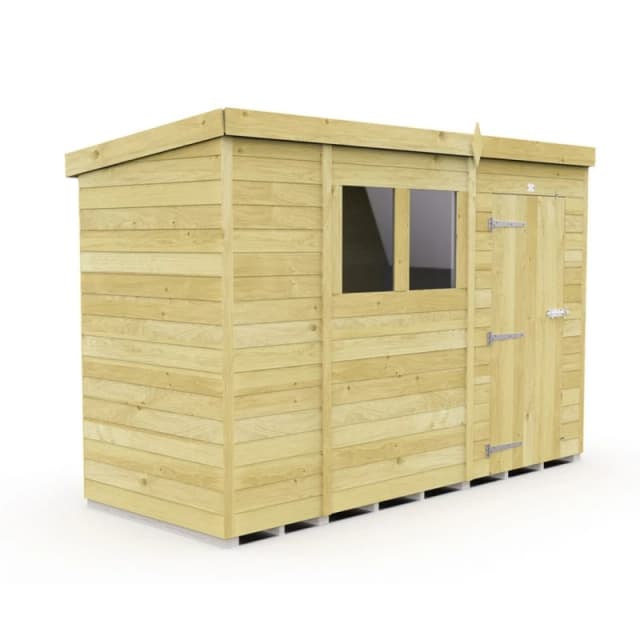 Buttercup Farm 10 x 4 Feet Pent Shed - Single Door W/ Windows - L118 x W302 x H201cm in Brown Brown Unisex