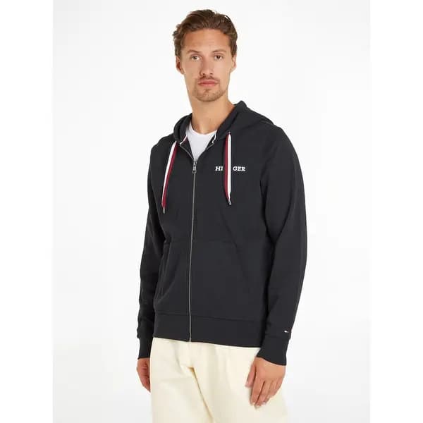 Global Zip-Up Hoodie with Contrast Stripes