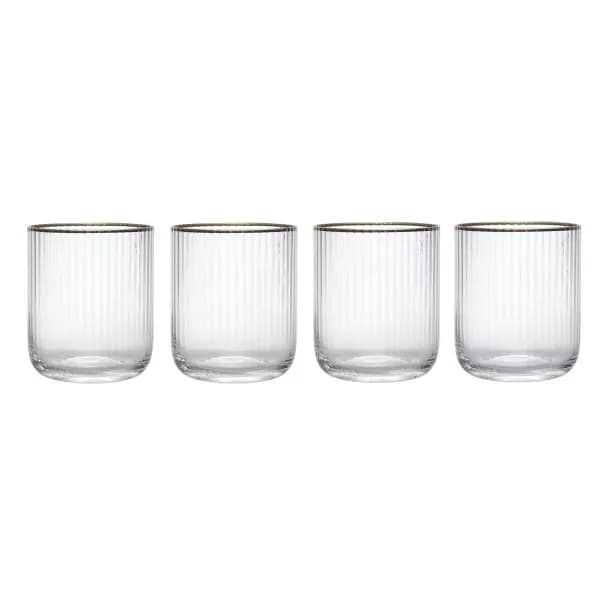 Sorrento Ridged Crystal Tumbler Glasses, Set of 4, 400ml