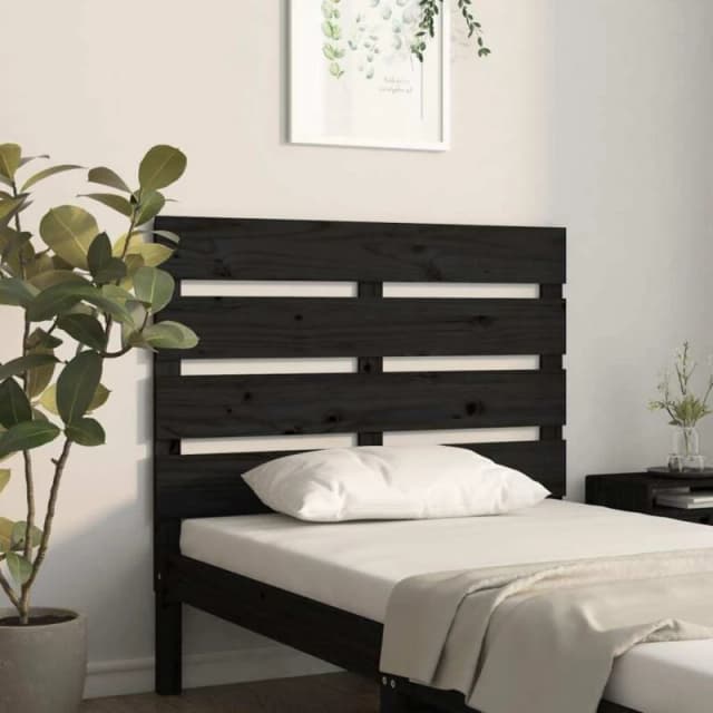 Vidaxl Headboard Black 100X3X80 Cm Solid Wood Pine, Black 821336
