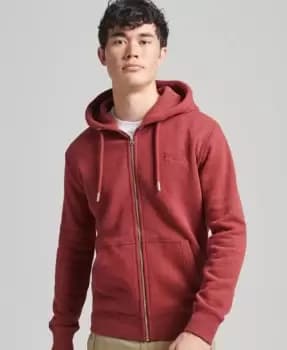 Superdry Mens Organic Cotton Vintage Logo Embroidered Zip Hoodie Red / Rhubarb Marl - Size: L