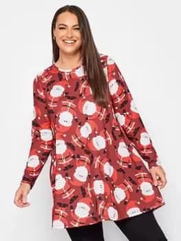 Yours Novelty Long Sleeve Santa Tunic - Red, Size 14, Women