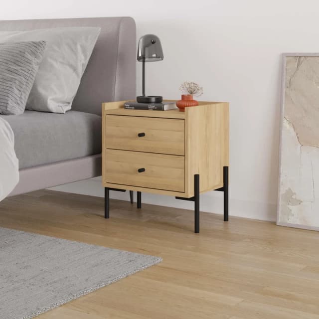 Decortie Malta' Modern Nightstand with 2 Drawers 48.6cm in Natural Size: 1 Pack Natural Unisex 1 Pack