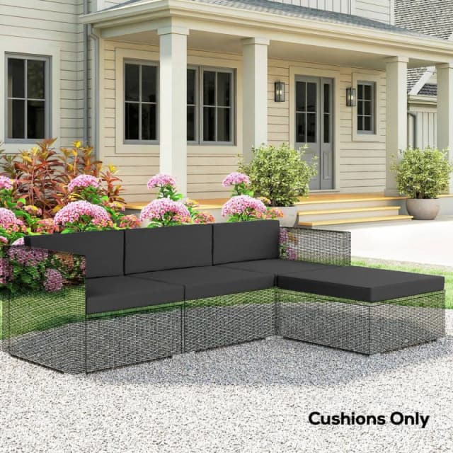 OUTSUNNY Patio Furniture Cushions Water-Repellent in Black Unisex