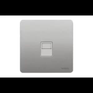 Schneider Electric Ultimate Screwless Flat Plate - Single Telephone Socket, Secondary, GU7462WSS, Stainless Steel with White Insert