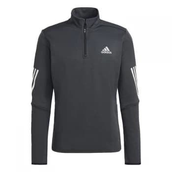 adidas Quarter-Zip Long-Sleeve Top Mens - Black