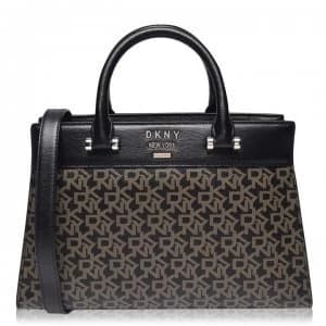 DKNY Logo Leather Satchel Bag - Ebony Black NHO